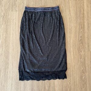 lucky brand navy sequin lace midi skirt